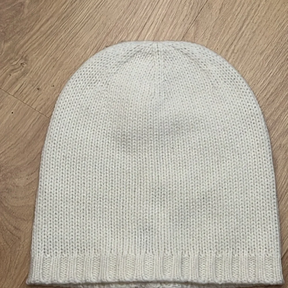 Kate Spade Cream Ribbed Beanie Hat